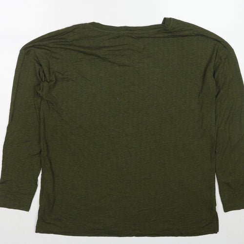 NEXT Womens Green Viscose Basic T-Shirt Size 14 Boat Neck