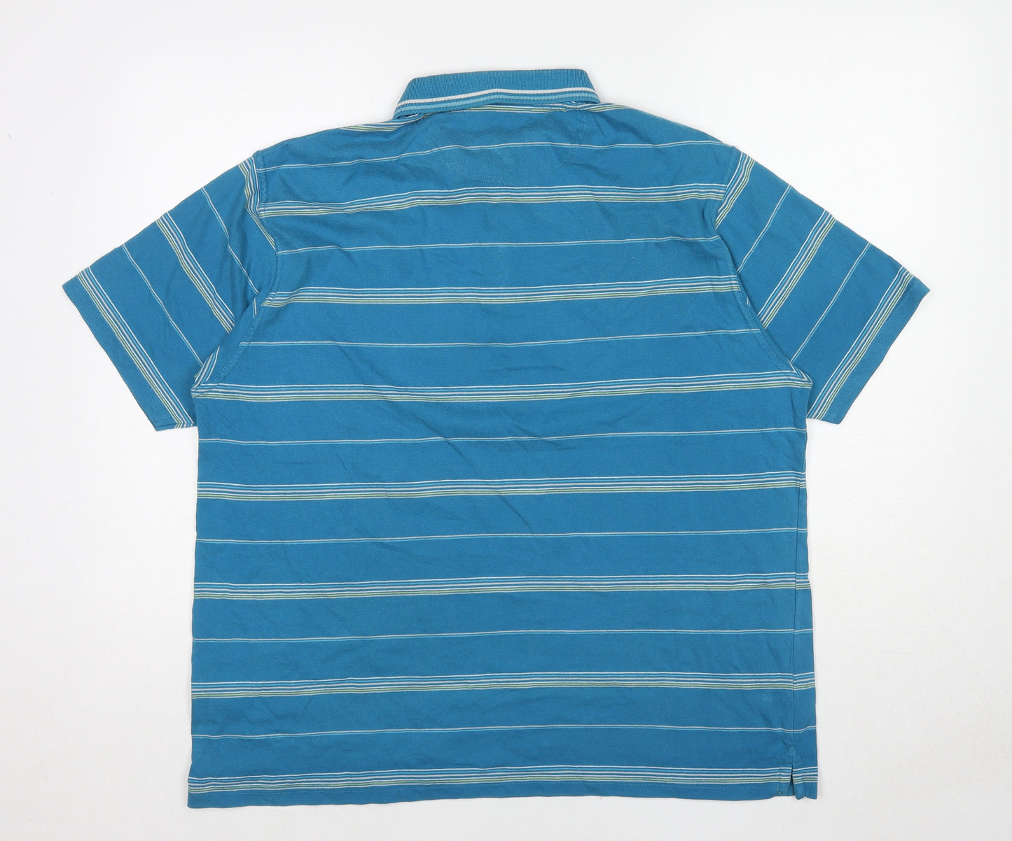 EWM Mens Blue Striped Cotton Polo Size L Collared Pullover