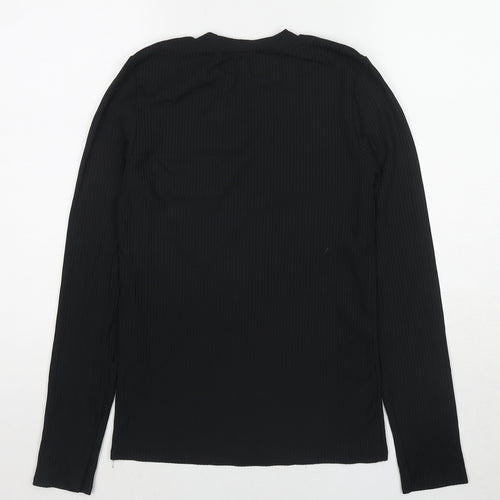 Zara Womens Black Polyamide Basic T-Shirt Size M Crew Neck - Ribbed
