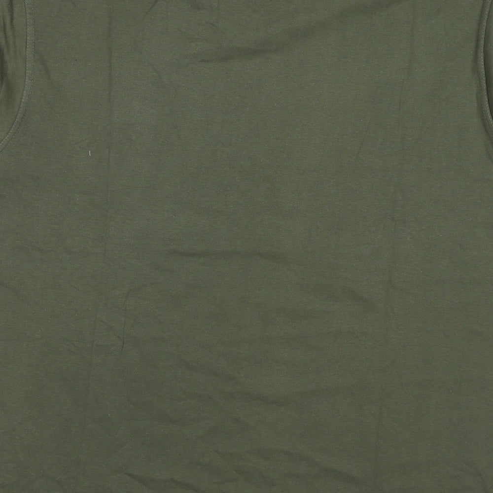 Umbro Mens Green Cotton T-Shirt Size L V-Neck