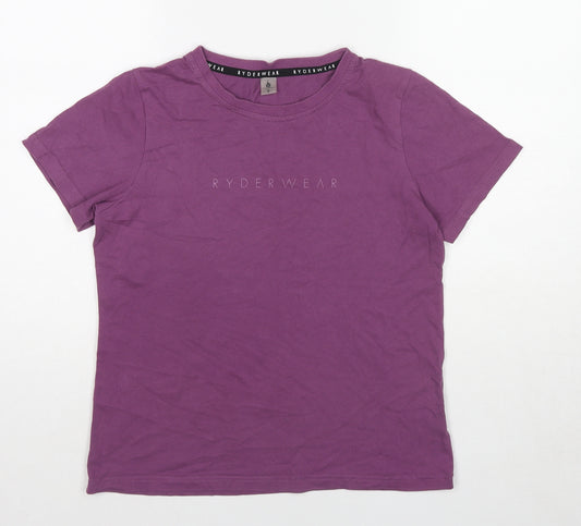 Ryderwear Womens Purple Cotton Basic T-Shirt Size S Round Neck - Ryderwear