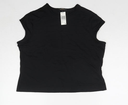 St Michael Womens Black Polyamide Basic T-Shirt Size 18 Round Neck