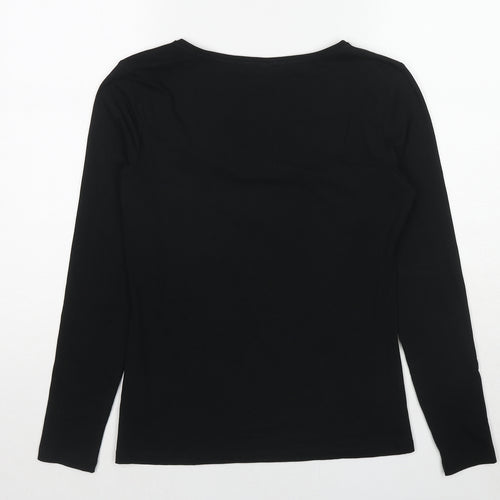H&M Womens Black Cotton Basic T-Shirt Size M Scoop Neck