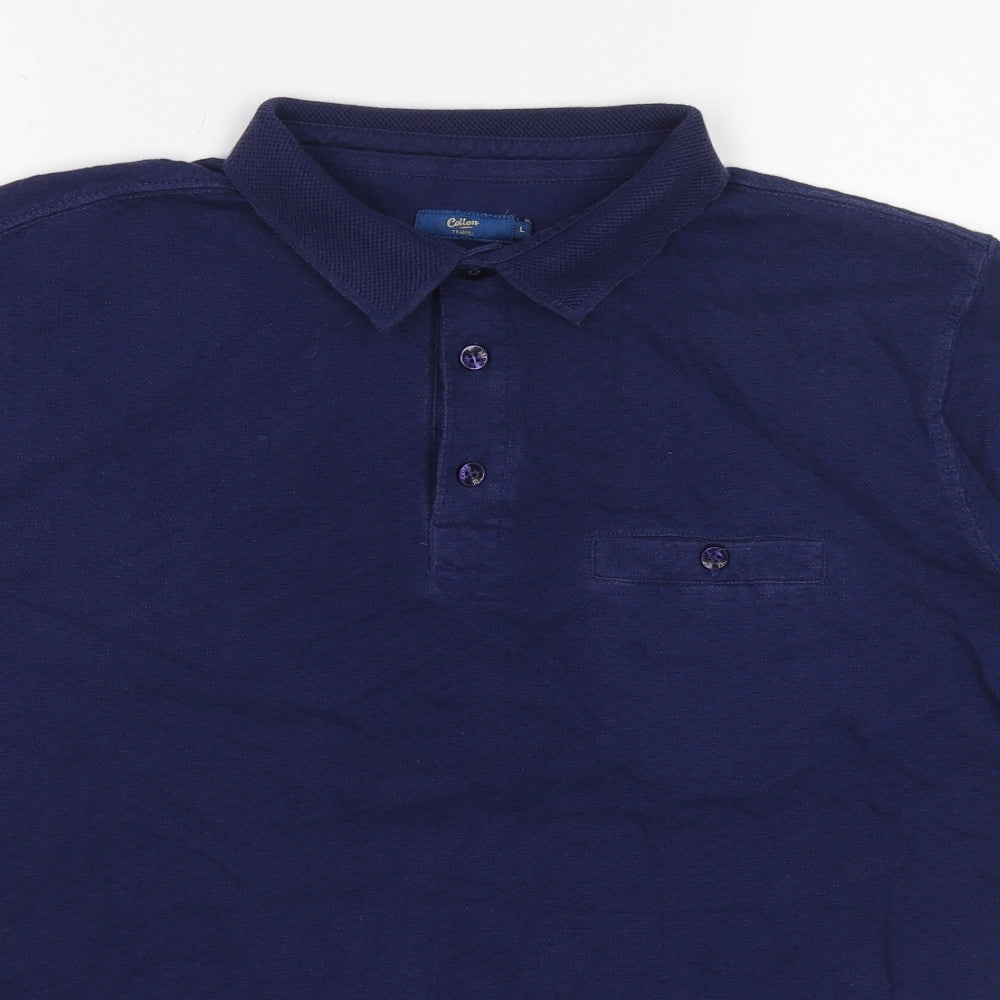 Cotton Traders Womens Blue Cotton Basic Polo Size L Collared
