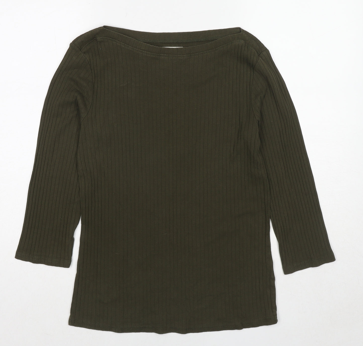 Dorothy Perkins Womens Green Cotton Basic T-Shirt Size 16 Boat Neck
