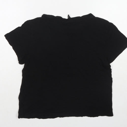 H&M Womens Black Viscose Basic T-Shirt Size XS Round Neck - Young And Powerful
