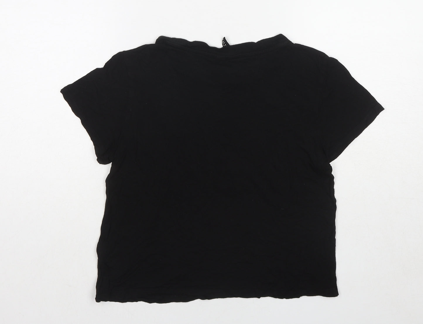 H&M Womens Black Viscose Basic T-Shirt Size XS Round Neck - Young And Powerful