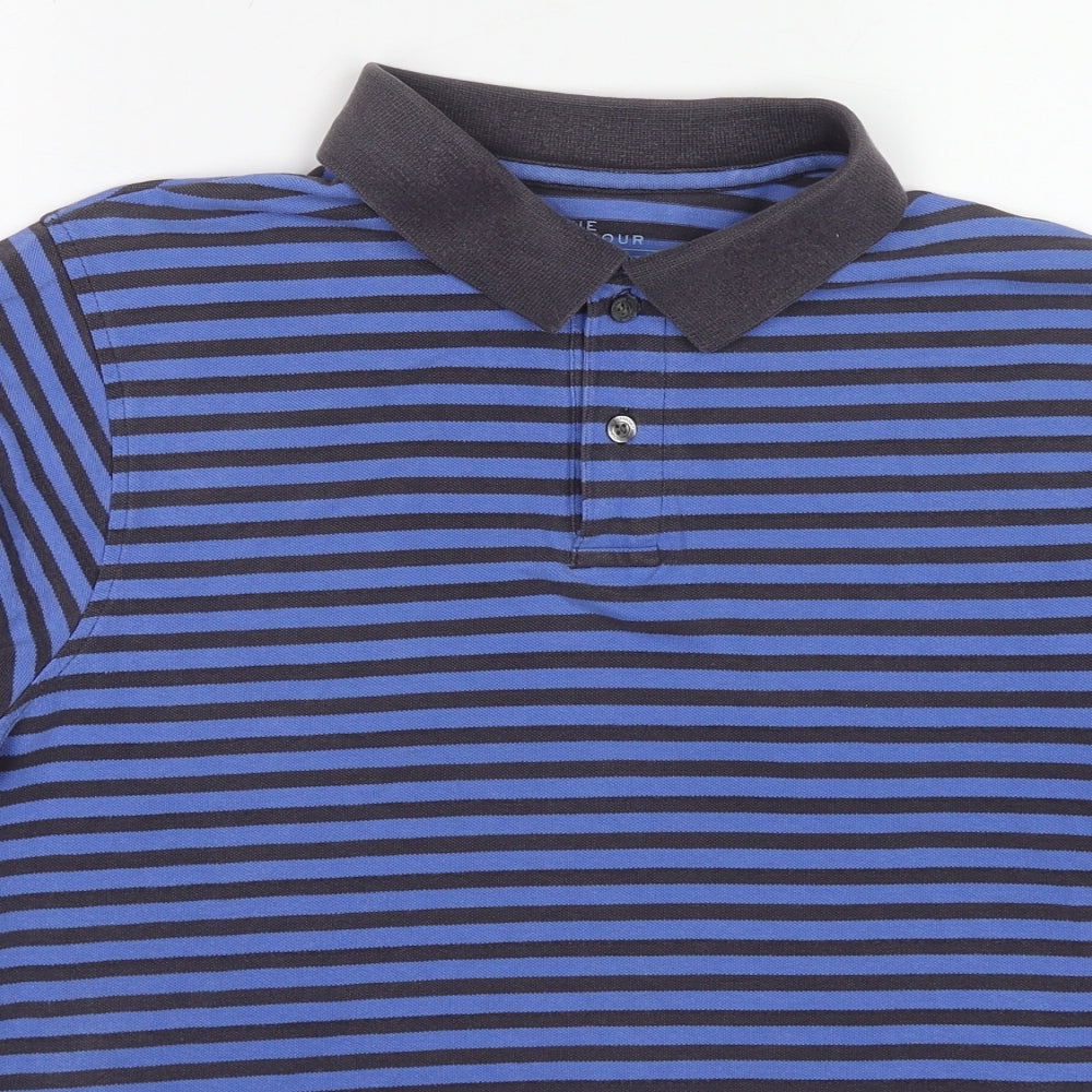 Burton Mens Blue Striped Cotton Polo Size M Collared Pullover