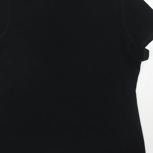 Marks and Spencer Womens Black Cotton Basic T-Shirt Size 24 Round Neck