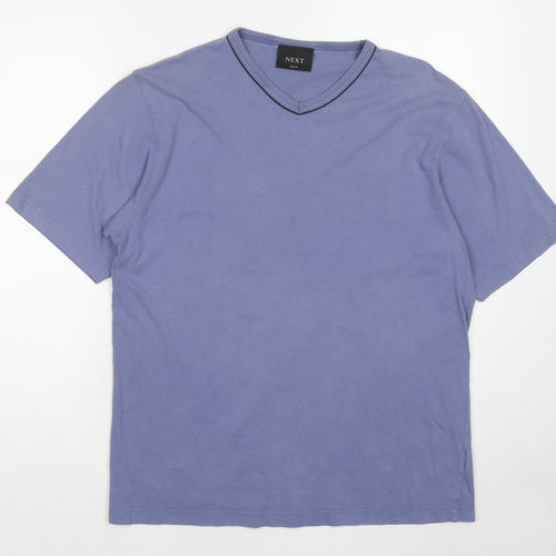 NEXT Mens Blue Cotton T-Shirt Size M V-Neck