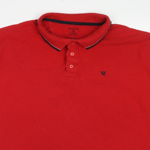 EWM Mens Red Cotton Polo Size 2XL Collared Pullover