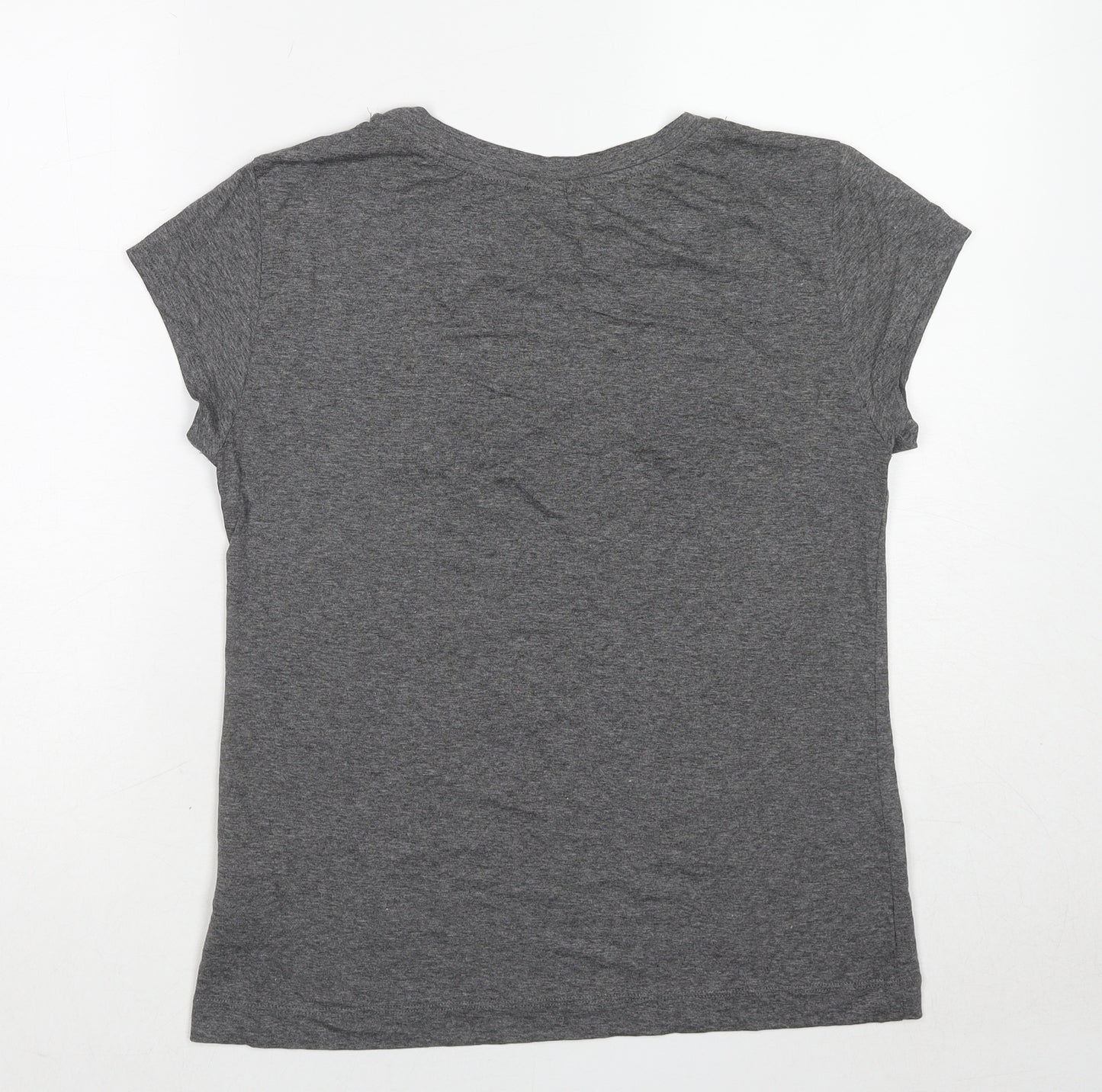 H&M Womens Grey Viscose Basic T-Shirt Size M Round Neck - New York