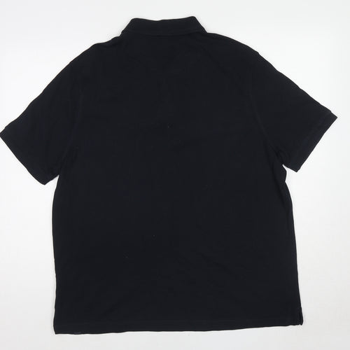 Marks and Spencer Mens Black Cotton Polo Size 2XL Collared Pullover