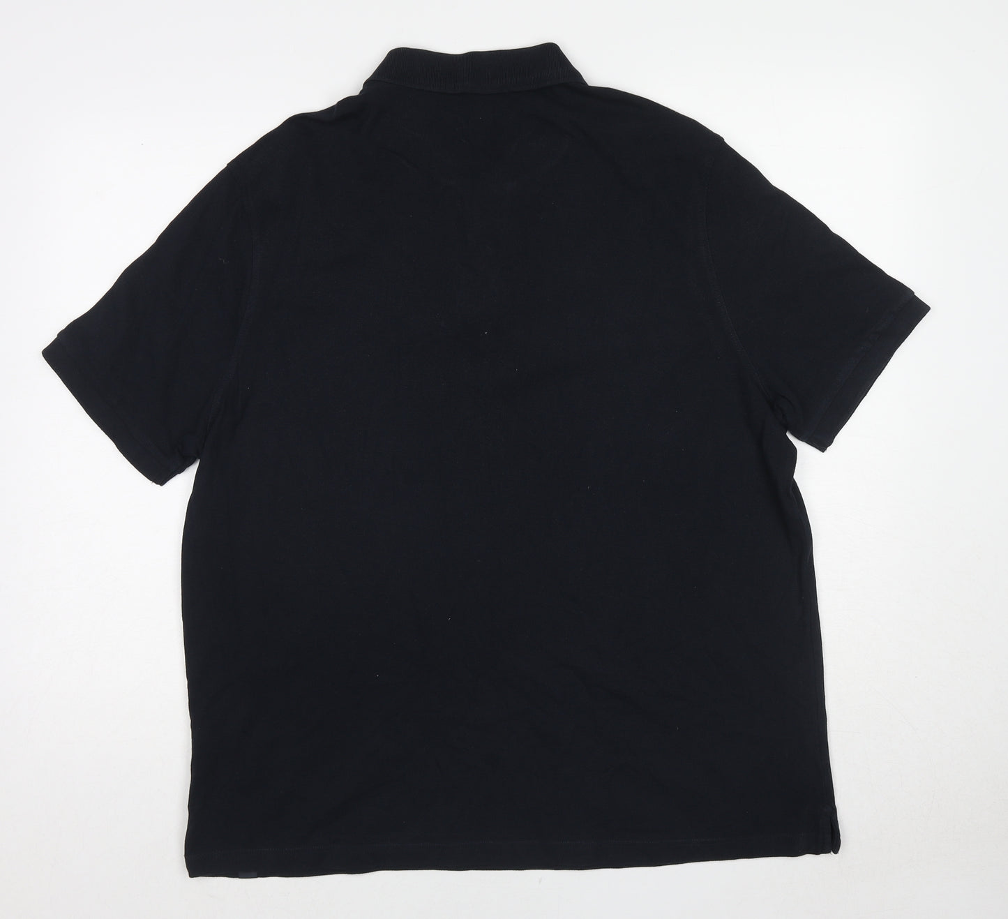 Marks and Spencer Mens Black Cotton Polo Size 2XL Collared Pullover