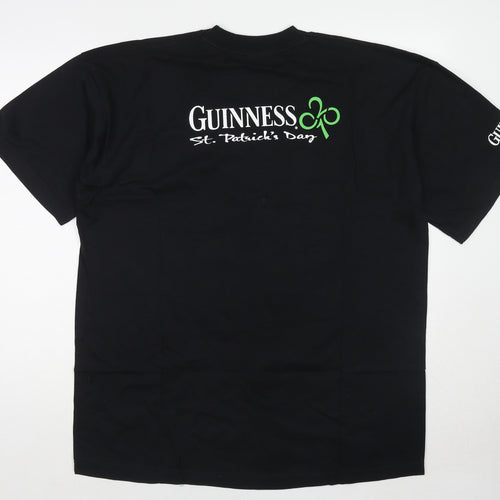 Guinness Mens Black Cotton T-Shirt Size L Crew Neck