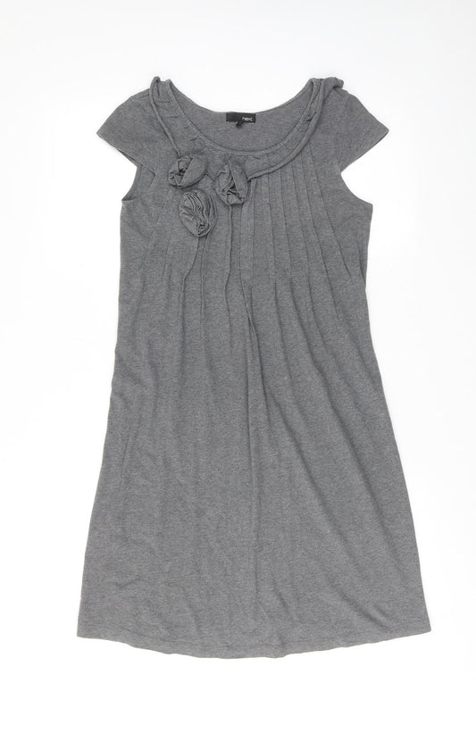 NEXT Womens Grey Cotton A-Line Size 10 Boat Neck Pullover - Neckline Detail