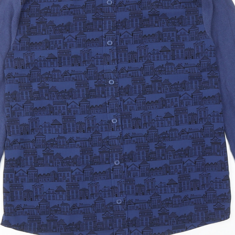 NEXT Womens Blue Round Neck Cotton Pullover Jumper Size 10 - Town House Print