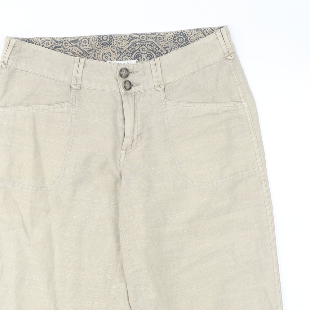 White Stuff Womens Beige Cotton Skimmer Shorts Size 10 Regular Zip