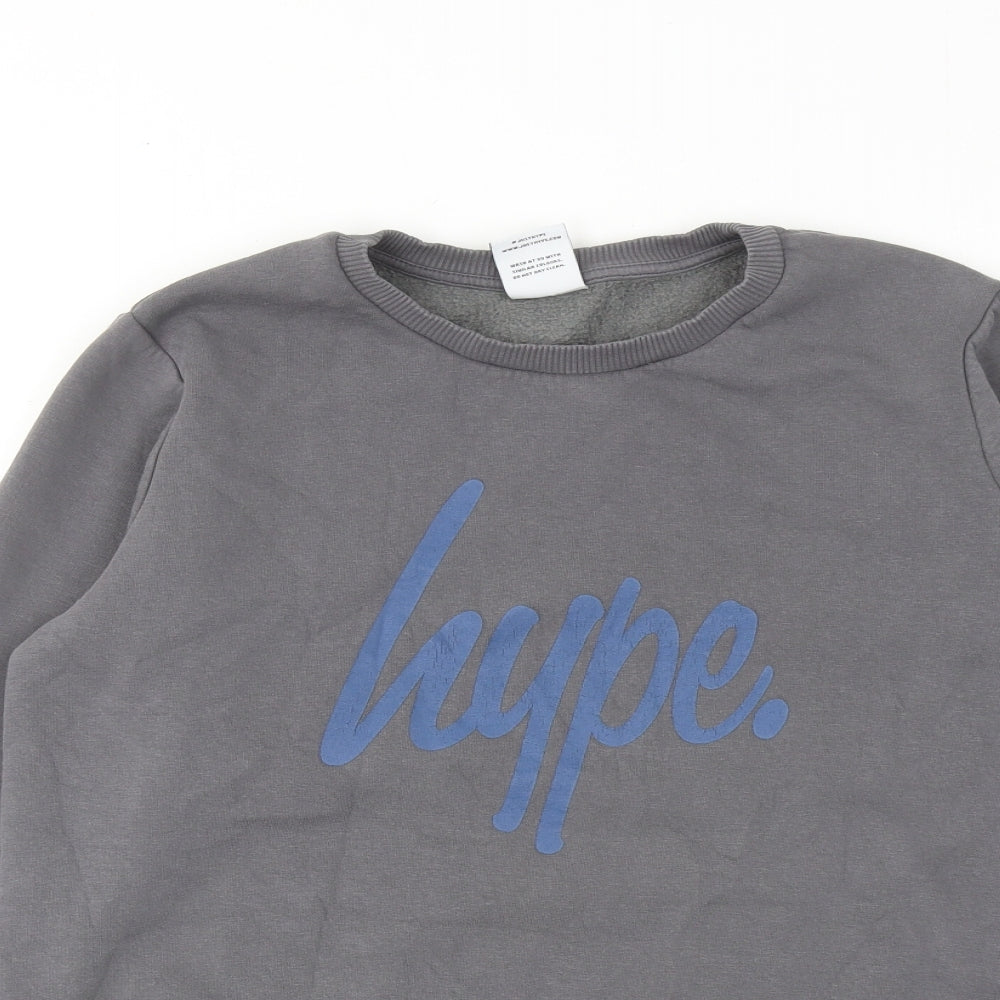 Hype Boys Grey Cotton Pullover Sweatshirt Size 15 Years Pullover
