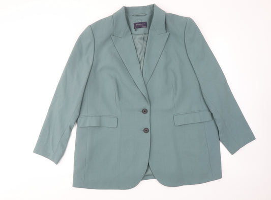 Marks and Spencer Womens Blue Polyester Jacket Suit Jacket Size 22