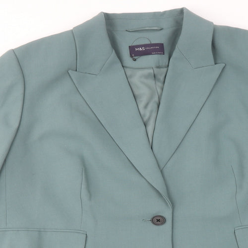 Marks and Spencer Womens Blue Polyester Jacket Suit Jacket Size 22