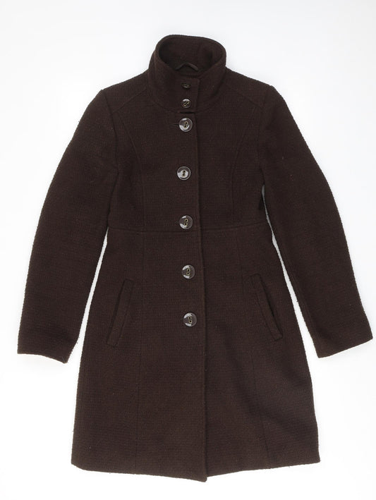 Bay Womens Brown Overcoat Coat Size 10 Button