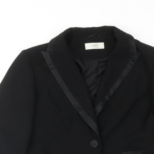 Wallis Womens Black Polyester Tuxedo Suit Jacket Size 12