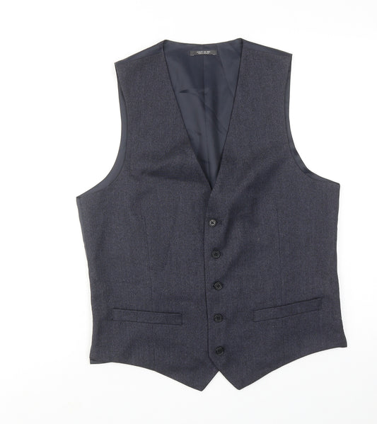 Marks and Spencer Mens Blue Polyester Jacket Suit Waistcoat Size 38 Regular