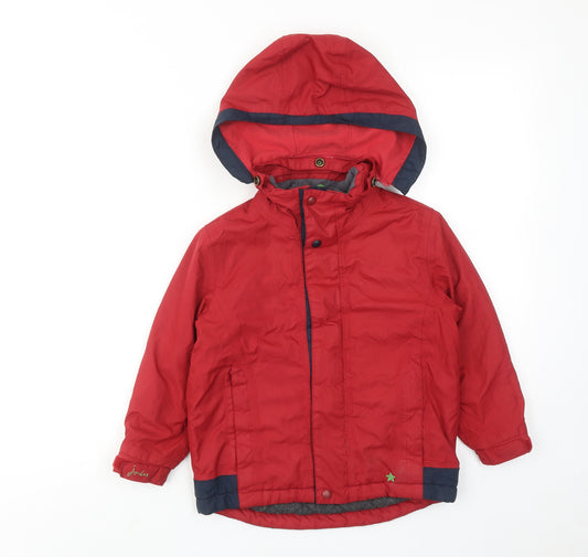 Joules Boys Red Windbreaker Jacket Size 4 Years Zip