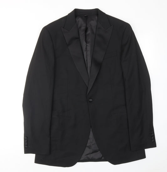 Marks and Spencer Mens Black Polyester Tuxedo Suit Jacket Size 40 Regular