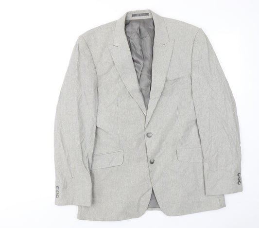 Jeff Banks Mens Grey Striped Cotton Jacket Suit Jacket Size 40 Regular
