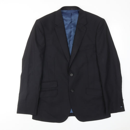 Linea Mens Blue Wool Jacket Suit Jacket Size 40 Regular