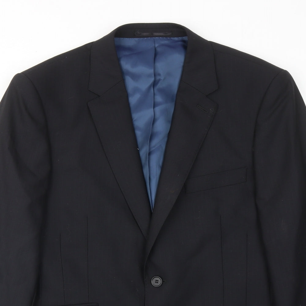 Linea Mens Blue Wool Jacket Suit Jacket Size 40 Regular