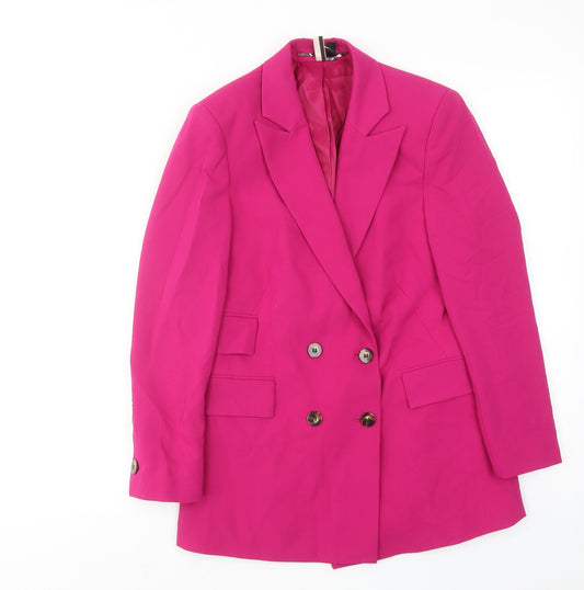 Topshop Womens Pink Polyester Jacket Suit Jacket Size 4