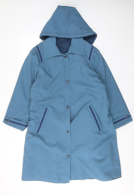 JCB Womens Blue Rain Coat Coat Size 18 Button