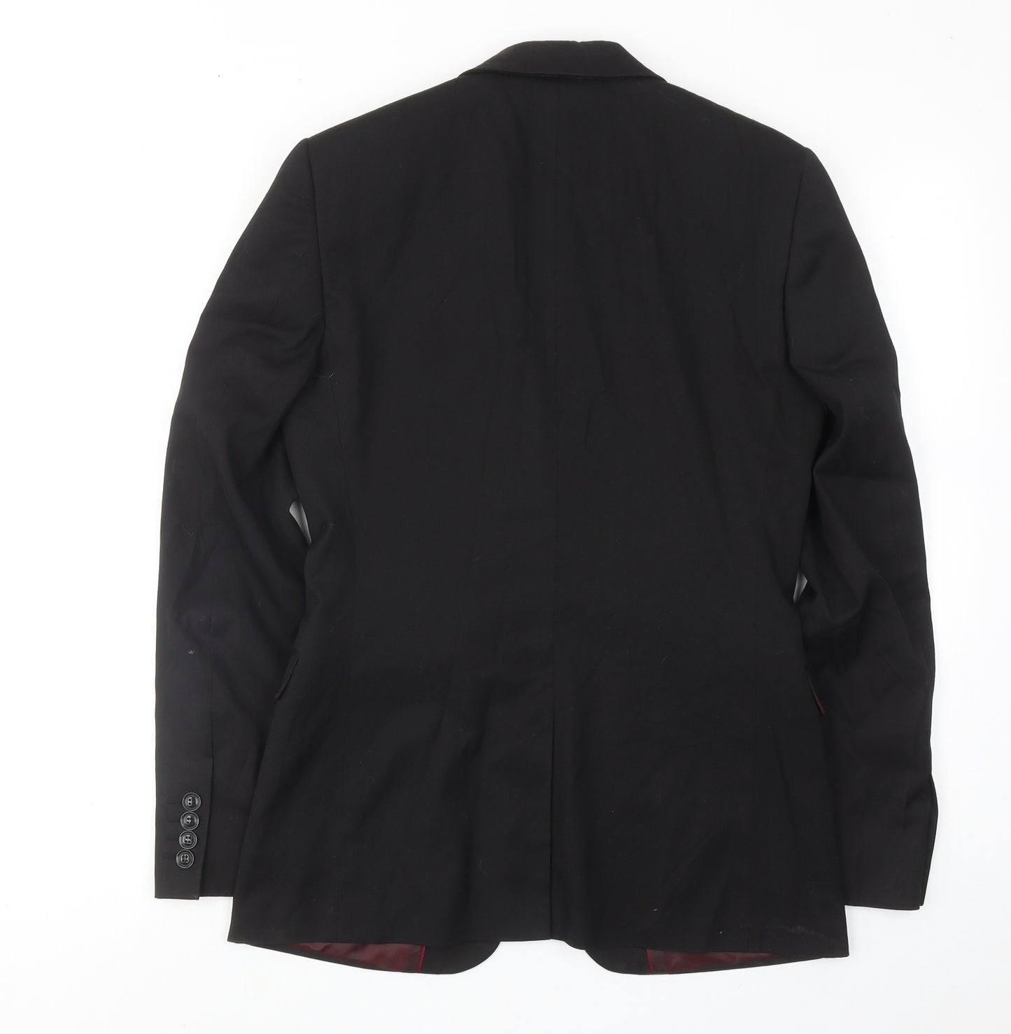 Topman Mens Black Polyester Jacket Suit Jacket Size 36 Regular