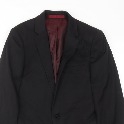 Topman Mens Black Polyester Jacket Suit Jacket Size 36 Regular