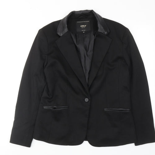 Only Womens Black Jacket Blazer Size 12 Button