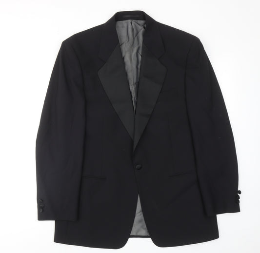 Knight & Asprey Mens Black Polyester Tuxedo Suit Jacket Size 38 Regular