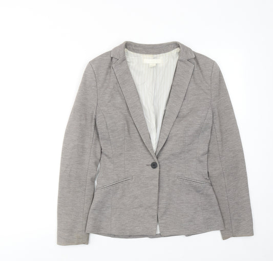 H&M Womens Grey Jacket Blazer Size 8 Button