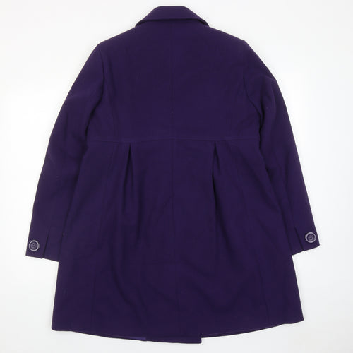 Agenda Womens Purple Pea Coat Coat Size 14 Button