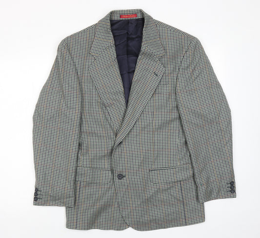 Debenhams Mens Green Geometric Wool Jacket Blazer Size 40 Regular