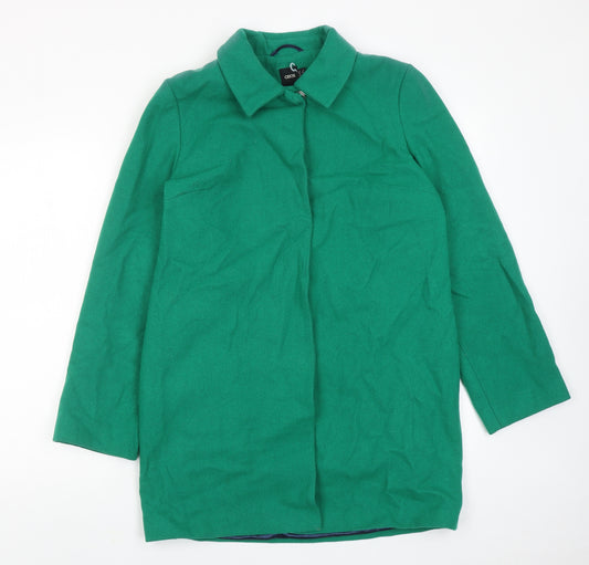 ASOS Womens Green Overcoat Coat Size 8 Button