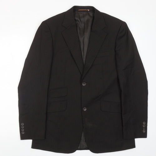 Topman Mens Brown Striped Polyester Jacket Suit Jacket Size 38 Regular