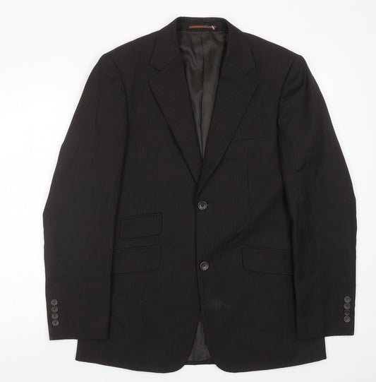 Topman Mens Brown Striped Polyester Jacket Suit Jacket Size 38 Regular