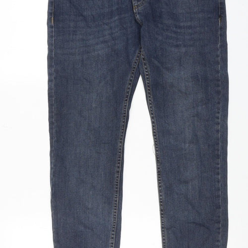 Topman Mens Blue Cotton Skinny Jeans Size 32 in L30 in Regular Button