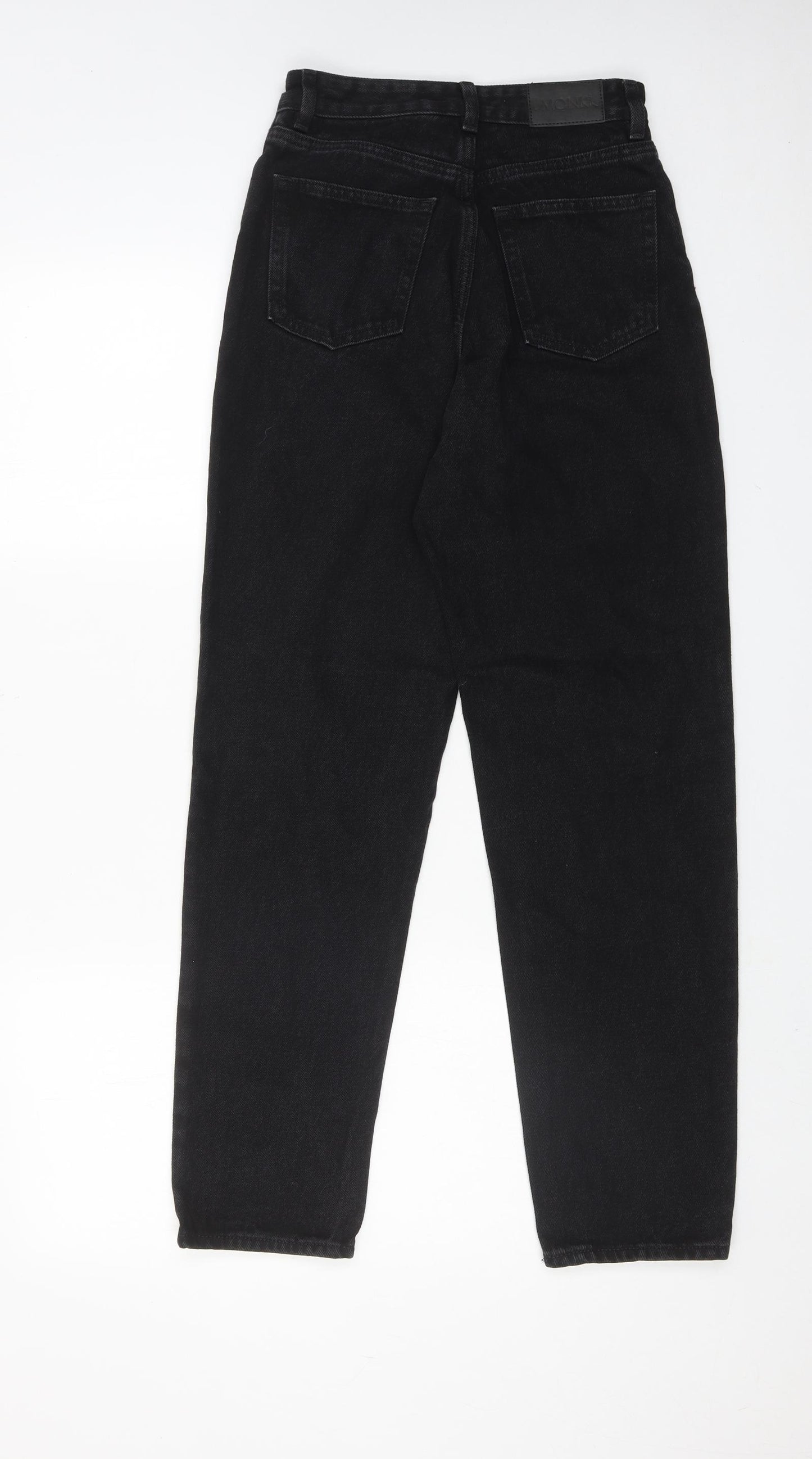 Monki Womens Black Cotton Mom Jeans Size 24 Regular Zip