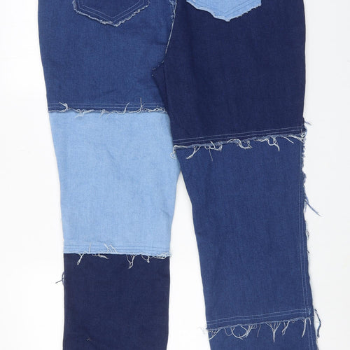 Fashion Nova Womens Blue Cotton Straight Jeans Size XL Regular Button