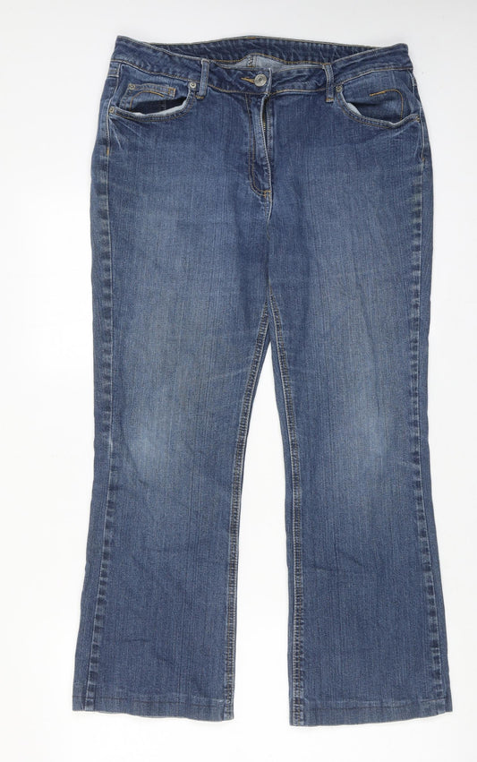 Papaya Womens Blue Cotton Bootcut Jeans Size 16 Regular Zip