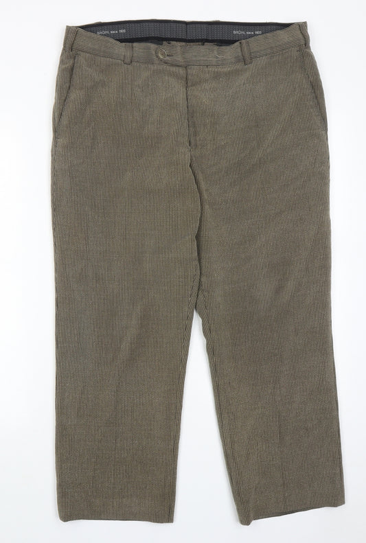 Brohl Mens Green Polyester Trousers Size 38 in Regular Zip